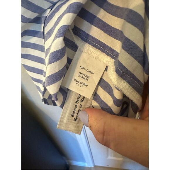 NWT Madewell Striped Ruffle Button Down Long Sleeve Blouse - Size M - G7898 - Picture 7 of 8